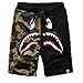 Big Mouth Shark Ape Bape Camo Mens Casual Sports Pants Fashion Jogger Shorts DP-1black S