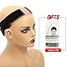 Flexible Lace Wig Grip Band Wig Elastic Bands Women Hair Scarf Velvet Comfort Head Band Adjustable Hook and Loop Fastener with 1 Wig Cap (Brown)