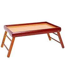 Dinner Tray - Wooden Breakfast in Bed Foldable Portable Serving TV Table with Stand - 20.5 