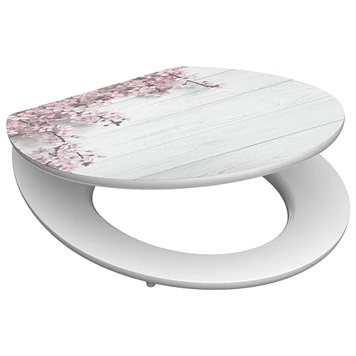 SCHUETTE Wooden Toilet Seat with Soft Close Mechanism, Toilet Lid with 175 kg Load Capacity, Toilet Seat with Glasses, Toilet Lid for Toilet, MDF Wooden Core Toilet Seat with Motif