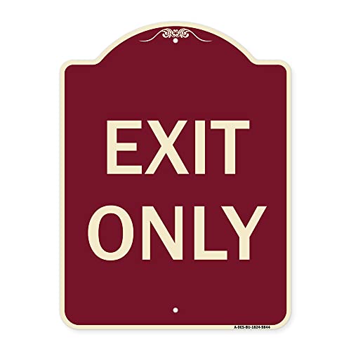 SignMission Designer Series Sign - Exit Only | Burgundy 18" x 24" Heavy-Gauge A…