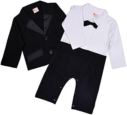 Baby Boy Outfits,2Pcs Toddler Gentleman Romper Formal Tuxedo Suit Set With Coat
