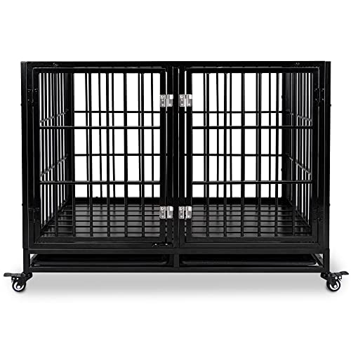 rehomerance 43" Stackable Dog Crate with Divider Panel for Large Dogs