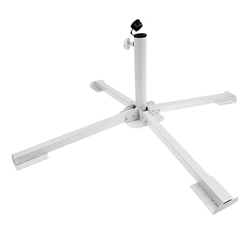 Evalue Portable Steel Folding Lawn Sunshade Anchor Patio Base Beach Umbrella Stand Holder White