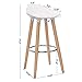 SONGMICS Set of 2 Stools, Kitchen Counter Bar Breakfast Barstool, with Beechwood Legs, Height 28.8 Inches, White and Natural Wood Colour