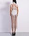 Women's Sexy Lace Sheer See Through Glitter Tassel Bodysuit Dress White L