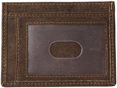 WAVY Card Holder Wallet, Slim Minimalist, Vegan Cork with RFID Blocking (Brown)