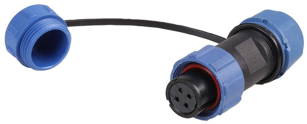 PRO ELEC 4-Pole Circular Threaded Connector Socket – 5–8mm Cable, IP68 Waterproof, Gold Contacts, Nylon Body, Threaded Coupling – PELR0123