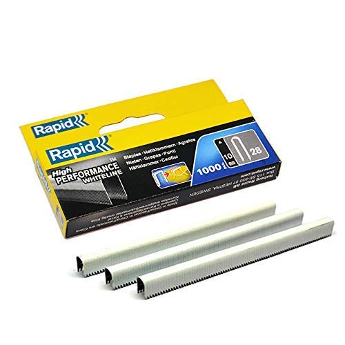 1000 x Rapid 28 Series (R28) WHITELINE Cable Staples - White Coated
