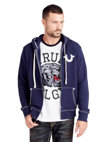 True Religion Navy Zip Hoodie-Extra Large