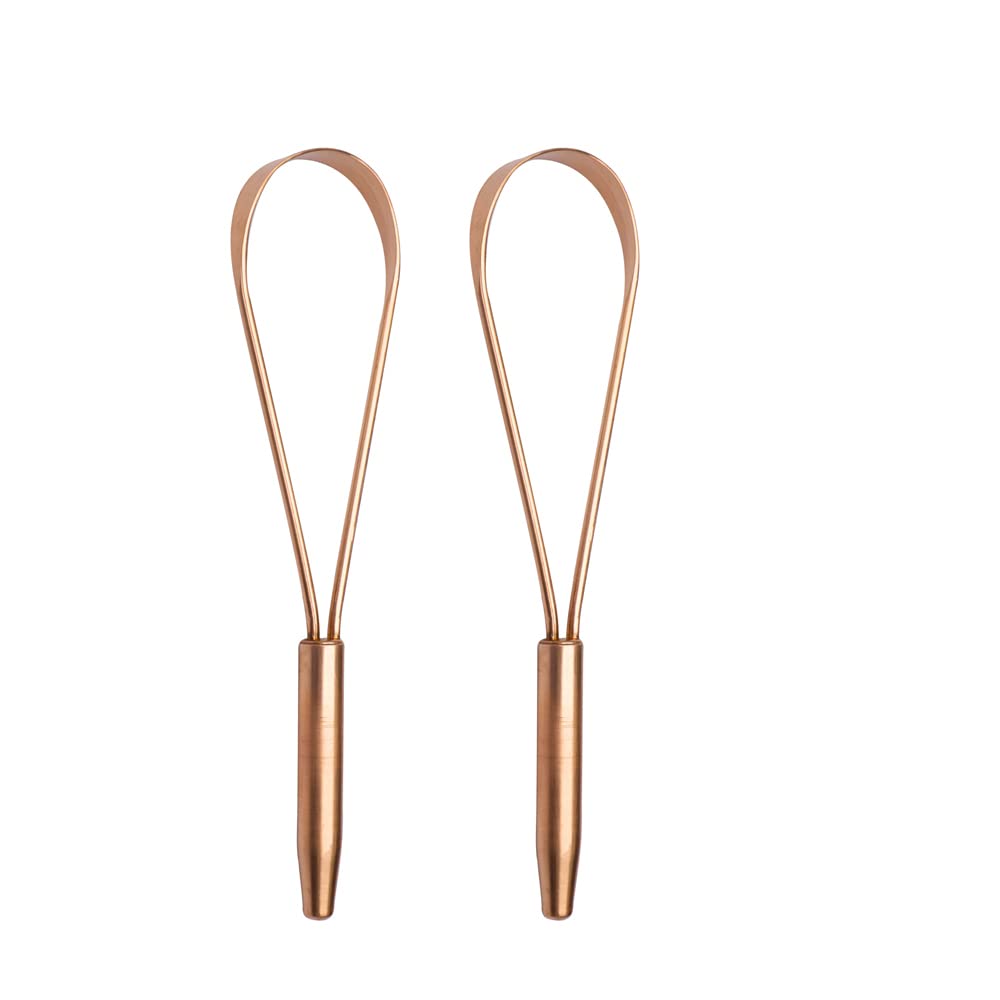 qLoop Copper Tongue Cleaner – Easy One Hand Use – Larger Surface Coverage – Ayurvedic Copper Health for Fresh Breath and Total Oral Hygiene (Set of 2)