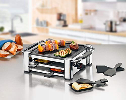 ROMMELSBACHER RCC 1000 Raclette-Grill (Tischgrill, für 4 Personen, gerippte Alu-Druckguss-Grillplatte mit Xylan Plus… – Bild 4