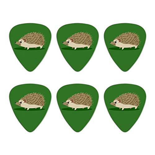 Hedgehog on Green Novelty Guitar Picks Medium Gauge - Set of 6