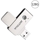 Antdisk 128GB USB 3.0 Flash Drive Metal Thumb Drive Capless Pen Drive External Storage Memory Stick Portable Size Jump Drive (128GB)