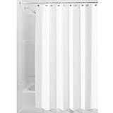 InterDesign Mildew-Free Water-Repellent Fabric Shower Curtain and 18 Shower Hooks Set, X-Wide, 108-Inch by 72-Inch, White