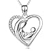 POPLYKE Mother Daughter Son Necklace Sterling Silver Mother Daughter Love Heart Pendant Necklace Gift for Mom Mother-to-be Grandma 18