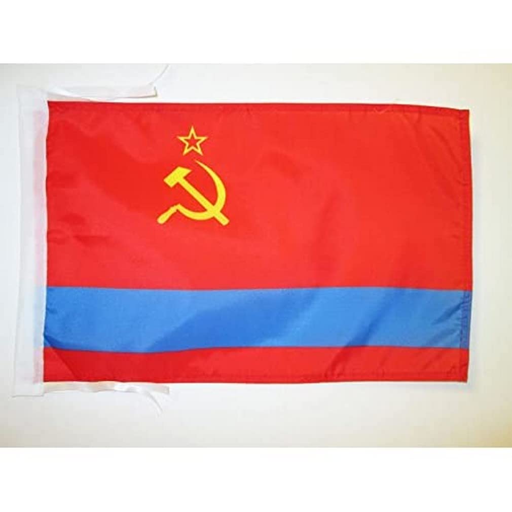AZ FLAG - Kazakh Soviet Socialist Republic Flag - 18'' x 12'' - 100% Polyester Kazakhstan KSSR Small Banner with Two Cords - Fade Resistant - Vivid Colors - 18x12 in - 45x30 Cm — image 1