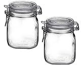 Bormioli Rocco Fido Clear Glass Jar with 85mm Gasket, .75 Liter (Pack of 2)