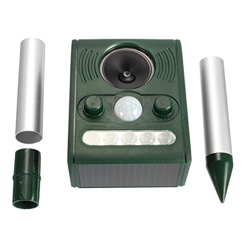 UDGTEE Pest Repeller, Ultrasonic repelleent,Frequency Adjustable,5 Frequency Modes,Waterproof Animal Repeller Deterrent Scarer for Cat,Squirrel,Deer, Skunk,Chipmunk,Rabbit,etc(Batteries Include)