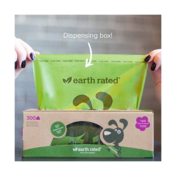 Earth-Rated-Dog-Poo-Bags-300-Dog-Waste-Bags-on-a-Large-Single-Roll-Guaranteed-Leak-proof-Lavender-scented-Great-for-Backyard-Pickups-Each-Poo-Bag-Measures-20-x-33-cm Earth Rated Dog Poop Bags, Thick Grab and Go Single Roll, Ideal for Backyard Pickups, Lavender Scented, 300 Bags