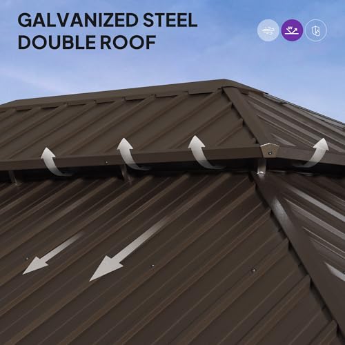 PURPLE LEAF 12x16 Solarium Hardtop Gazebo with Double Roof & 3-Mode Windows, Bronze Frame image 19