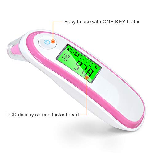 Elera Digital No Touch Infrared Forehead and Ear Thermometer Monitor with Probe Clinical Thermometer Gun for Fever for Infant Baby Kid Adult (Pink) - Thumbnail 2
