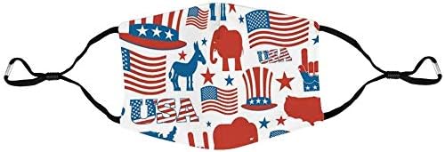 VwuuzLpOD Donkey and Elephant American Flag Face Mask Anti-Dust Mask Washable and Reusable Unisex Mouth Masks for Men Women Teens
