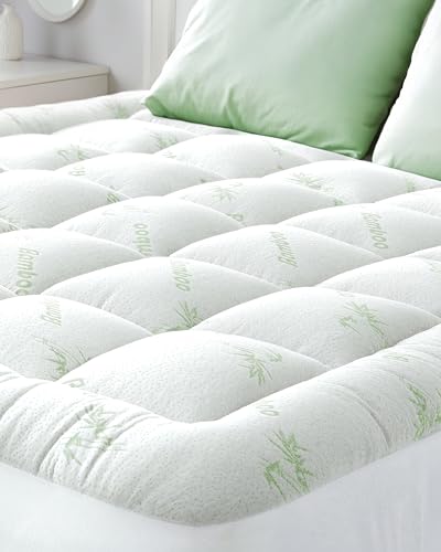 Photo 1 of **DIRT FROM TRANSPORT **Ultra Soft King Size Mattress Topper - Viscose Made from Bamboo Pillow Top Mattress Pad for Back Pain Relief - Naturally Cooling for Hot Sleepers, Green