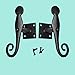 Renovators Supply Manufacturing Shutter Dogs 5.5 In. Black Rat Tail Shaped Wrought Iron Shutter Dogs With Mounting Hardware