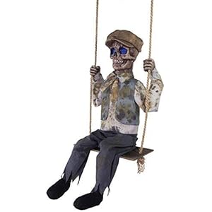 Talking Skeletal Boy on Swing Animated Halloween Prop