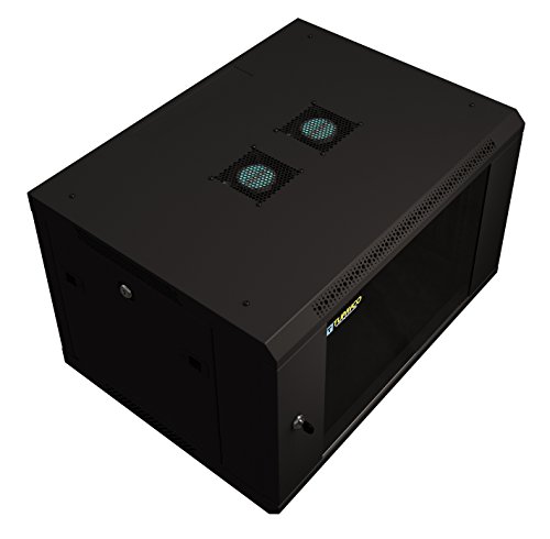 Server Rack Cabinet - 6U 19" - Tupavco TP1516 - Floor/Wall Mount Network IT Computer Electronics Media Equipment Storage Rackmount Enclosure with Glass Door and Sides Lock, Vent Fans; 17.7 inch deep