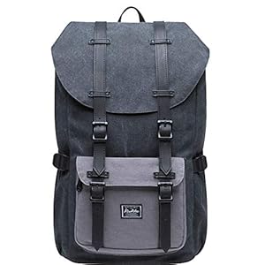 KAUKKO Laptop Outdoor Backpack, Traveling Rucksack Fits 15.6 Inch Laptop (E5-1Canvas Blackgrey)