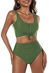 ZAFUL Women's Knotted Front Tankini Set High