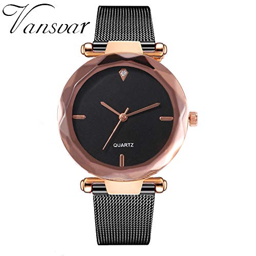 FarJing Fashion Women Watch Mesh Band Casual Stainless Steel Quartz Wristwatches ï¼ˆD)
