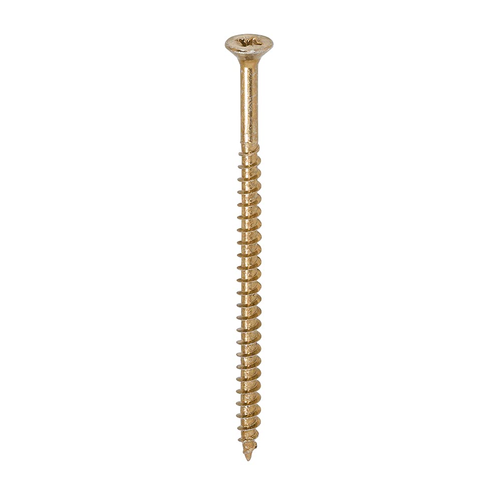 TIMCO Solo Chipboard & Woodscrews - Gold - 5.0 x 90 - Box of 100 - A Single Thread woodscrew mainly Used in Various Types of Timber and Man-Made Boards or into Masonry with The use of Plastic Plug — image 1