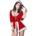 Quesera Women's Christmas Lingerie Sexy Santa Outfit Dress Velet Corset Costume, Red, 2-8