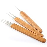 AliLeader Dreadlock Needle 3Pcs/Set(1Hook,2Hook,3Hook) 0.5mm Wood Handle Hair Extensions Weaving Crochet Needle Dreadlock Tools for Braid Double Crochet Hook