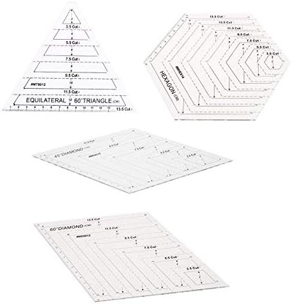 Outtybrave 4Pcs DIY Patchwork Quilting Stencil Ruler Set Degree Diamond Degree Ruler