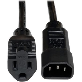 Tripp Lite Standard Computer Power Cord 10A, 18AWG (IEC-320-C14 to NEMA 5-15R) 1-ft.(P002-001-10A)