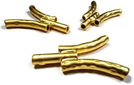 Foxy Findings 24K Gold Plated Hammered Triple Curve Tube Bead Spacer - Set of 1 - BFG001