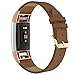 Simpeak Compatible for Fitbit Charge 2 Leather band, Genuine Leather Replacement Strap Band for Fit bit charge 2 Wristband Accessories for Fitbit Charge 2 Smart Watch,Dark brown Band/Rose gold Adaptor