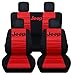 Designcovers Fits 2013 to 2017 Jeep Wrangler 4 Door Paw Print Seat Covers 21 Color Options (Black and Red)