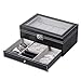 NEX 2 Tiers Watch Box Jewelry Storage Case, 12 Slot Watch Stand Organizer Christmas Holidays Gift for Men, Black