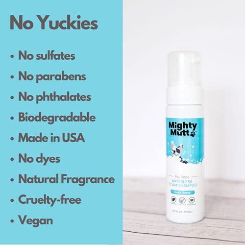 Mighty Mutt Waterless NoRinse Dry Shampoo Foam for Dogs Natural