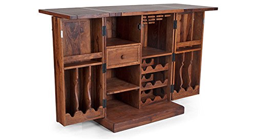 Urban Ladder Caledonia Solid Wood Bar Cabinet (Teak Finish)