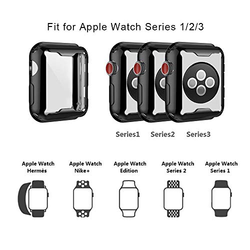 Haojavo Case for Apple Watch Series 3 42mm Screen Protector, 2 Pack iWatch PC Overall Protective Case TPU HD Clear Ultra-Thin Cover for Apple Watch Series 3 42mm Accessories