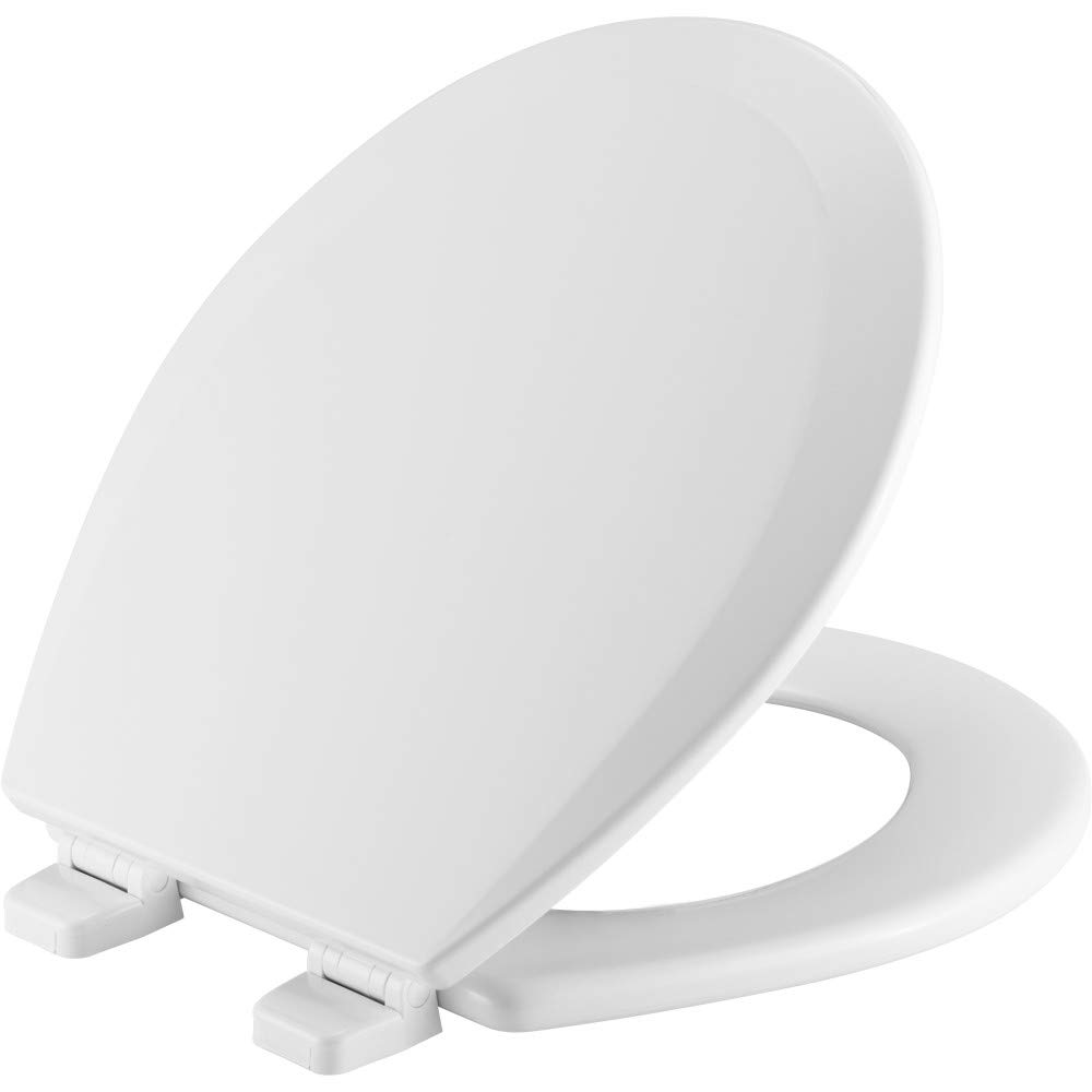 Bemis 500TTT Durable Wood Toilet Seat, Secure Hinges Stay Tight, Made in USA, Round, White