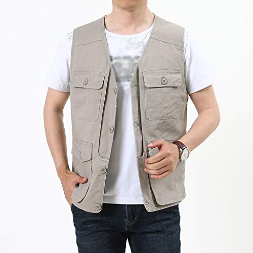 ZXJTX Angelweste Mens Outdoor Casual aushöhlen Thin Multi-Taschen Stehen Collor mit Kapuze Oberbekleidung Camping Jagen…