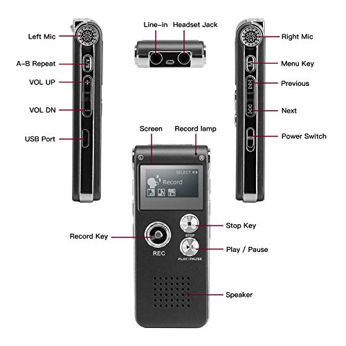 8GB Voice Recorder, HD Mini Digital Voice Recorder 290 Hours Recording Capacity Dictaphone Double Mic for Meeting/Classes/Lectures/Speech