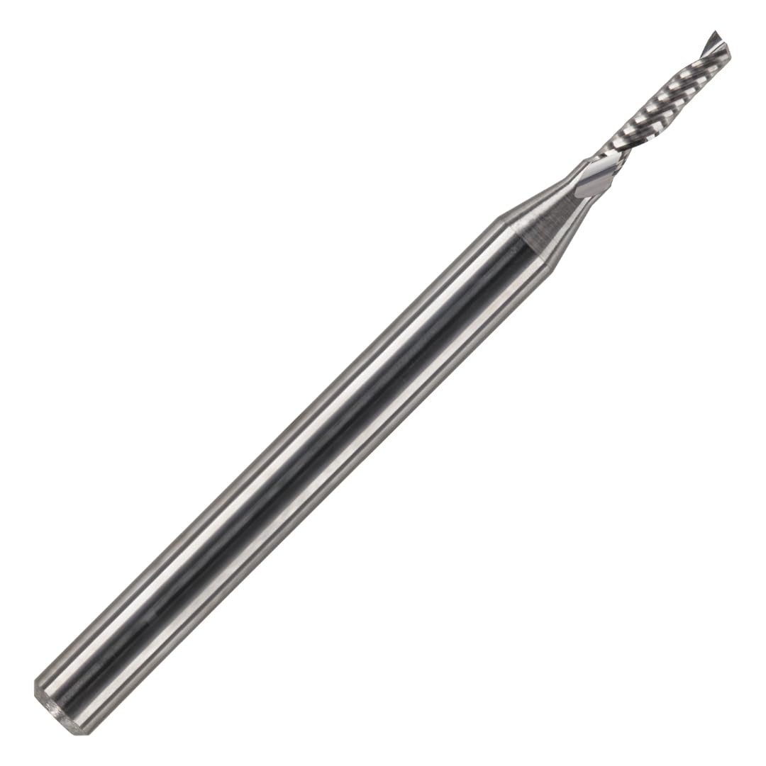 Rennie Tools 2mm x 12mm Flute x 1/4" Shank Solid Carbide Single Flute Spiral Router Cutter Bit End Mill for ACM, Aluminium, PVC, Acrylic and Hard Woods. 2mm Router Bit